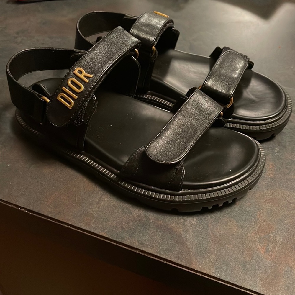 DIORACT sandals! Black lamb skin new never worn.  Given to me but I can’t fit!